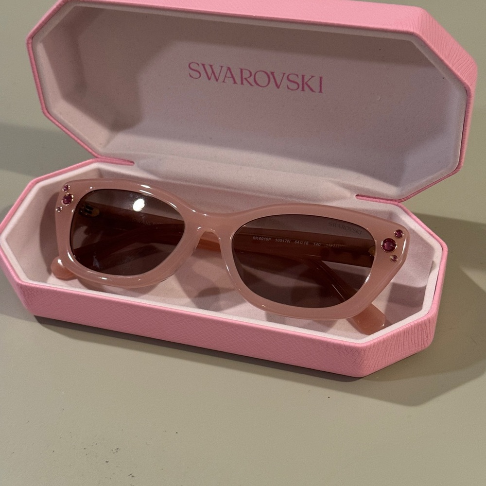 SWAROVSKI Constella Cat Eye Sunglasses Milky Pink Acetate Swarovski Crystal $233